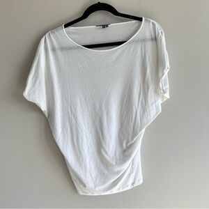 Vince white burnout asymmetrical drape boat neck short sleeve top size small